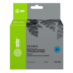 -/ Картридж струйный Cactus CS-C4913 №82 желтый (72мл) для HP DJ 500/800C