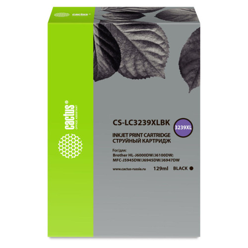 -/ Картридж струйный Cactus CS-LC3239XLBK черный (129мл) для Brother HL-J6000DW/J6100DW