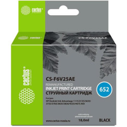 Картридж струйный Cactus CS-F6V25AE 652 черный (480стр.) (18мл) для HP DeskJet Ink Advantage 1115/2135/3635 с чипом