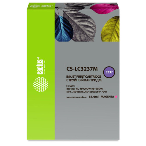 -/ Картридж струйный Cactus CS-LC3237M пурпурный (18.4мл) для Brother HL-J6000DW/J6100DW