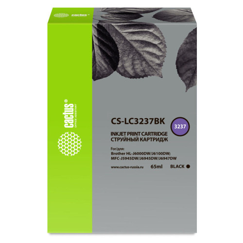 -/ Картридж струйный Cactus CS-LC3237BK черный (65мл) для Brother HL-J6000DW/J6100DW