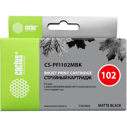 -/ Картридж струйный Cactus CS-PFI102MBK черный матовый (130мл) для Canon iPF500/iPF600/iPF700/ MFP M40