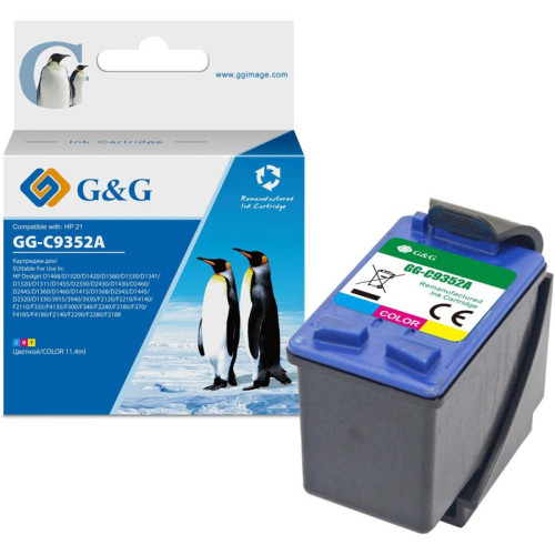 Струйный картридж G&G GG-C9352A № 22 многоцветный, 11.4 мл, для HP DeskJet 3920/3940/D1360/D1460/D1470/D1560/D2330/D2360/D2430/D2460/F370/F375/F380/F2180/F2187/F2224/F2280/F2290/F4140/F4172/F4180/F4190