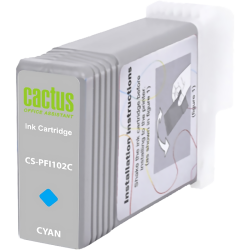 -/ Картридж струйный Cactus CS-PFI102C синий (130мл) для Canon IP iPF500/iPF600/iPF700/ MFP M40/iPF765/