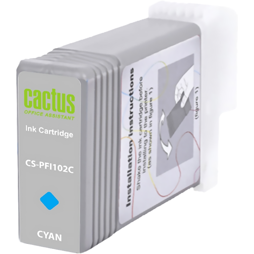 -/ Картридж струйный Cactus CS-PFI102C синий (130мл) для Canon IP iPF500/iPF600/iPF700/ MFP M40/iPF765/