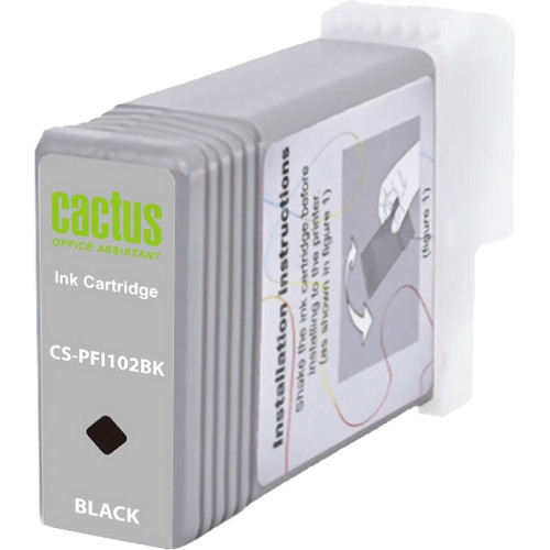 -/ Картридж струйный Cactus CS-PFI102BK черный (130мл) для Canon iPF500/iPF600/iPF700/ MFP M40/iPF765/L