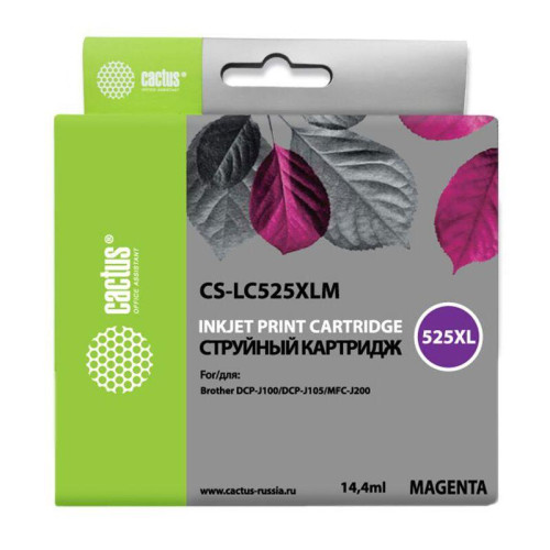 -/ Картридж струйный Cactus CS-LC525XLM пурпурный (14.4мл) для Brother DCP-J100/J105/J200