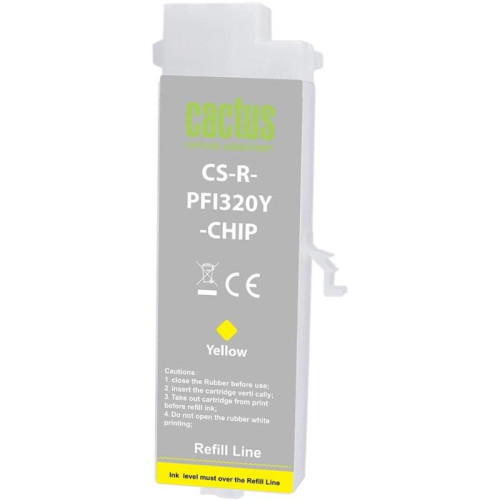 Картридж перезаправляемый струйный Cactus CS-R-PFI320Y-CHIP PFI-320Y желтый (260мл) для Canon imagePrograf TM-200/200MFP/205/300/300MFP/305/250/255/350/355 с чипом