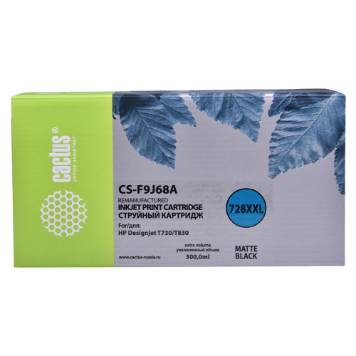 -/ Картридж струйный Cactus CS-F9J68A 728XXL черный матовый (300мл) для HP DJ T730/T830