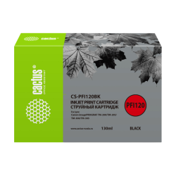 -/ Картридж струйный Cactus CS-PFI120BK черный (130мл) для Canon imagePROGRAF TM-200/TM-205/TM-300/TM-3
