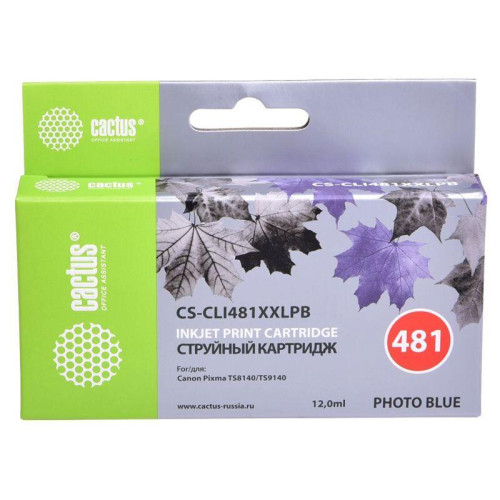 -/ Картридж струйный Cactus CS-CLI481XXLPB голубой (12мл) для Canon Pixma TS8140/TS9140