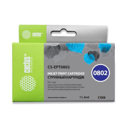 -/ Картридж струйный Cactus CS-EPT0802 T0802 голубой (11.4мл) для Epson Stylus PhotoP50/PX650/PX660/PX7