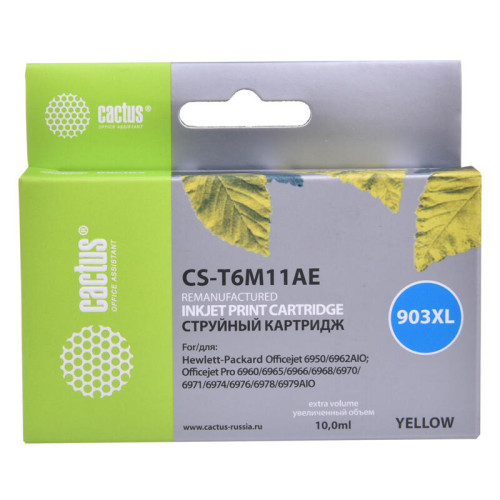 -/ Картридж струйный Cactus CS-T6M11AE №903XL(есть ограничения по прошивке) желтый (10мл) для HP OJP 69