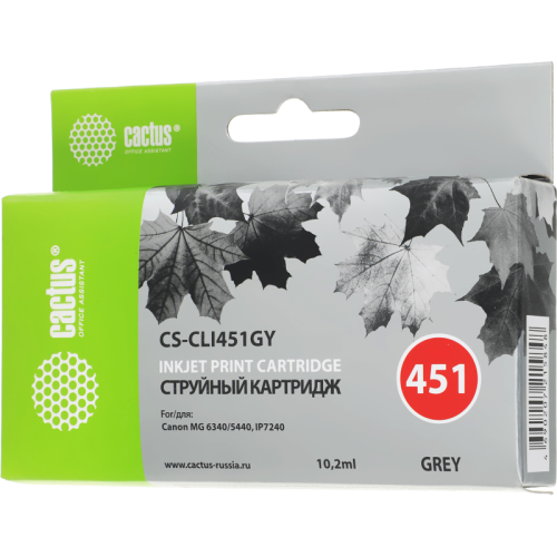 -/ Картридж струйный Cactus CS-CLI451GY серый (10.2мл) для Canon MG6340/5440/IP7240