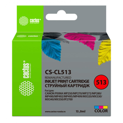 -/ Картридж струйный Cactus CS-CL513 многоцветный (15мл) для Canon Pixma MP240/MP250