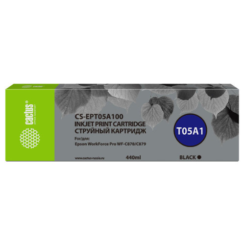 -/ Картридж струйный Cactus CS-EPT05A100 T05A1 черный (440мл) для Epson WorkForce Pro WF-C878/C879