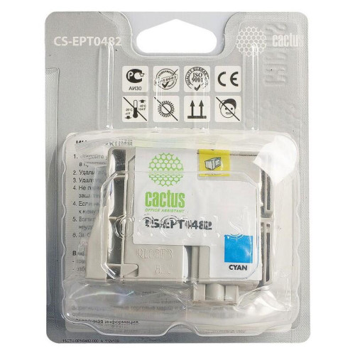 -/ Картридж струйный Cactus CS-EPT0482 T0482 голубой (14.4мл) для Epson Stylus Photo R200/R220/R300/R32