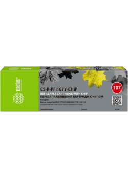 Картридж перезаправляемый струйный Cactus CS-R-PFI107Y-CHIP желтый (260мл) для Canon imageProGRAF iPF670/680/685/770/780/785 с чипом