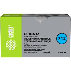 Струйный картридж Cactus 712 черный, 80 мл, для HP DesignJet T230/T630/T650 (CS-3ED71A)