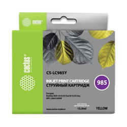 -/ Картридж струйный Cactus CS-LC985Y желтый (15мл) для Brother DCPJ315W/DCPJ515W/MFCJ265W