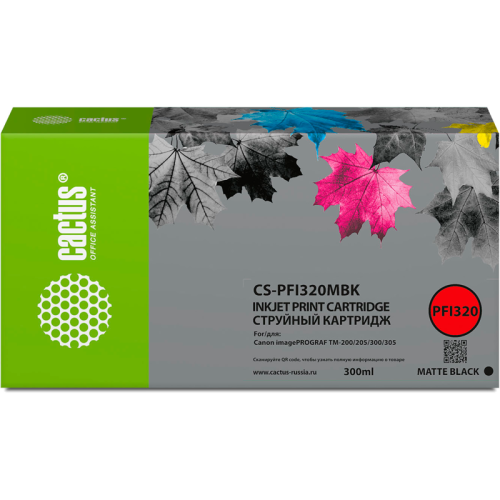 -/ Картридж струйный Cactus CS-PFI320MBK черный матовый (300мл) для Canon imagePROGRAF TM-200/TM-200 MF