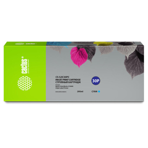 -/ Картридж струйный Cactus CS-SJIC30PC C33S020640 голубой (295мл) для Epson ColorWorks TM-C7500G