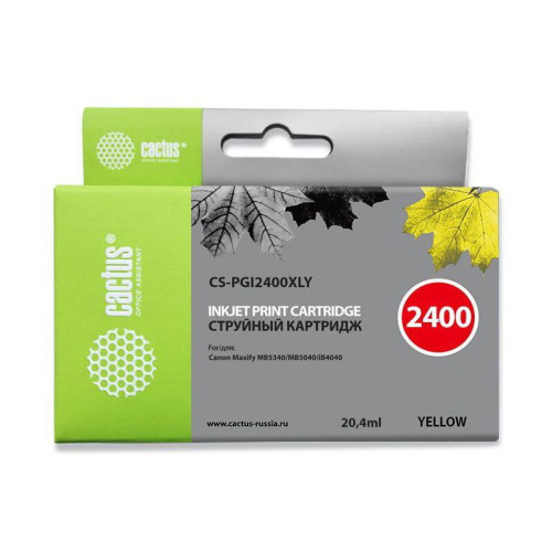 -/ Картридж струйный Cactus CS-PGI2400XLY желтый (20.4мл) для Canon MAXIFY iB4040/ МВ5040/ МВ5340