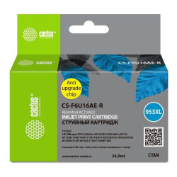 Картридж струйный Cactus CS-F6U16AE-R 953XL голубой (24мл) для HP OJ Pro 7740/8210/8218/8710/8715