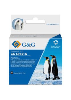 Струйный картридж G&G GG-C9351A № 21 черный, 17 мл, для HP DeskJet 3920/3940/D1360/D1460/D1470/D1560/D2330/D2360/D2430/D2460/F370/F375/F380/F2180/F2187/F2224/F2280/F2290/F4140/F4172/F4180/F4190