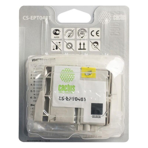 -/ Картридж струйный Cactus CS-EPT0481 T0481 черный (16мл) для Epson Stylus Photo R200/R220/R300/R320/R