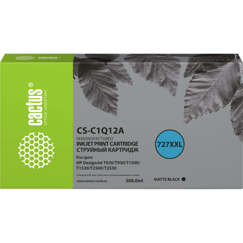 -/ Картридж струйный Cactus CS-C1Q12A №727 черный (300мл) для HP Designjet T920/T930/T1500/T1530 -/ Картридж струйный Cactus CS-C1Q12A №727 черный (300мл) для HP Designjet T920/T930/T1500/T1530