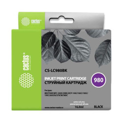 -/ Картридж струйный Cactus CS-LC980BK черный (16мл) для Brother DCP-145C/165C/MFC-250C/290C