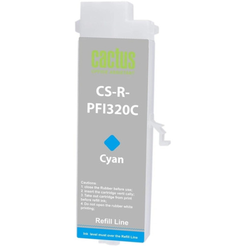 Картридж перезаправляемый струйный Cactus CS-R-PFI320C PFI-320C голубой для Canon imagePrograf TM-200/200MFP/205/300/300MFP/305/250/255/350/355 без чипа