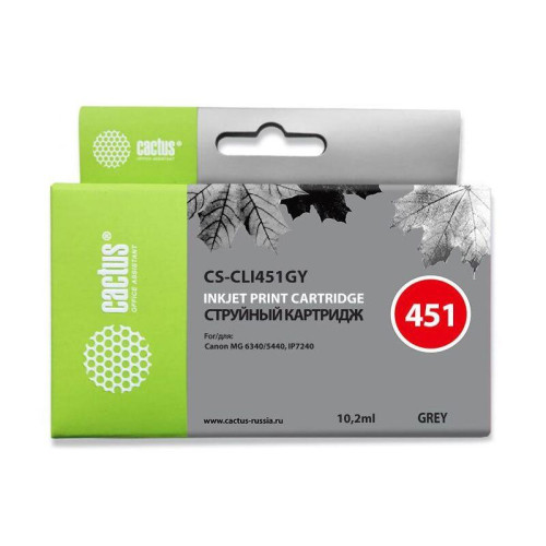 -/ Картридж струйный Cactus CS-CLI451GY серый (10.2мл) для Canon MG6340/5440/IP7240