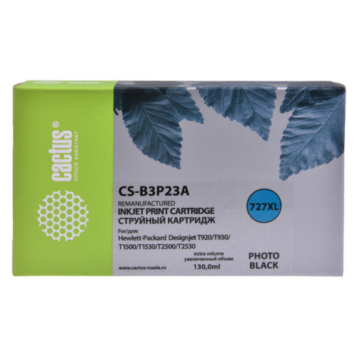 -/ Картридж струйный Cactus CS-B3P23A №727 фото черный (130мл) для HP DJ T920/T1500