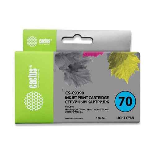 -/ Картридж струйный Cactus CS-C9390 №70 светло-голубой (130мл) для HP DJ Z3100