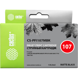 -/ Картридж струйный Cactus CS-PFI107MBK черный матовый (130мл) для Canon IP iPF670/iPF680/iPF685/iPF77