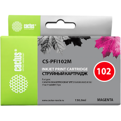 -/ Картридж струйный Cactus CS-PFI102M пурпурный (130мл) для Canon IP iPF500/iPF600/iPF700/MFP M40/iPF7