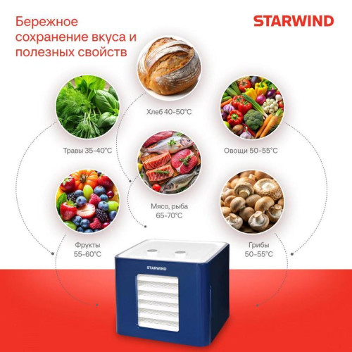 Сушка для фруктов и овощей Starwind SFD6431 6под. 400Вт синий Сушка для фруктов и овощей Starwind SFD6431 6под. 400Вт синий