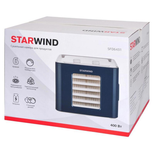 Сушка для фруктов и овощей Starwind SFD6431 6под. 400Вт синий Сушка для фруктов и овощей Starwind SFD6431 6под. 400Вт синий