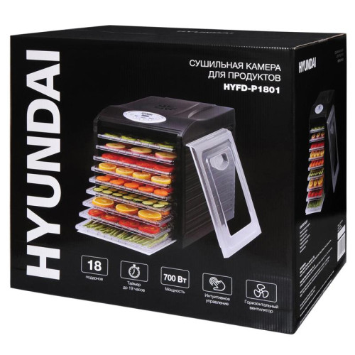 Сушка для фруктов и овощей Hyundai HYFD-P1801 18под. 700Вт черный