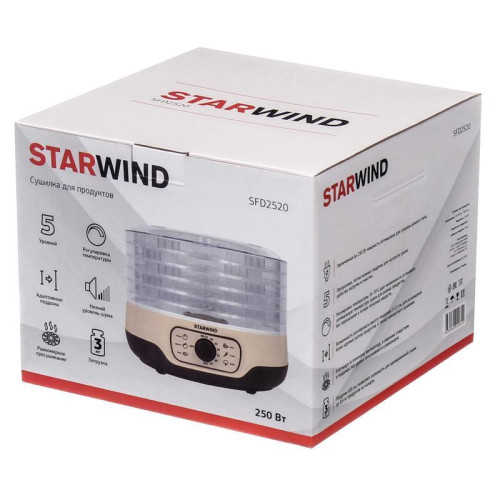 Сушка для фруктов и овощей Starwind SFD2520 5под. 250Вт бежевый Сушка для фруктов и овощей Starwind SFD2520 5под. 250Вт бежевый
