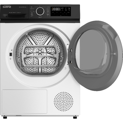 Сушильная машина Delonghi/ Сушильная машина Delonghi, глубина 61.7 см, тепловой насос, загрузка 10 кг, 15 программ, электронное управление, LED дисплей, индикация заполнения фильтра, 4 уровня сушки, подсветка барабана, отсрочка запуска, защита от сминания