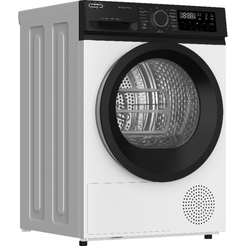 Сушильная машина Delonghi/ Сушильная машина Delonghi, глубина 61.7 см, тепловой насос, загрузка 10 кг, 15 программ, электронное управление, LED дисплей, индикация заполнения фильтра, 4 уровня сушки, подсветка барабана, отсрочка запуска, защита от сминания