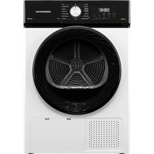 Сушильная машина Kuppersberg/ Сушильная машина Kuppersberg, High-Tech, загрузка 9 кг, 15 программ, тепловой насос, электронное кнопочное управление, корзина для сушки, блокировка от детей, энергоэффективность А++, цвет белый