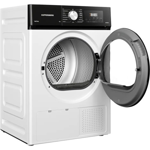 Сушильная машина Kuppersberg/ Сушильная машина Kuppersberg, High-Tech, загрузка 9 кг, 15 программ, тепловой насос, электронное кнопочное управление, корзина для сушки, блокировка от детей, энергоэффективность А++, цвет белый