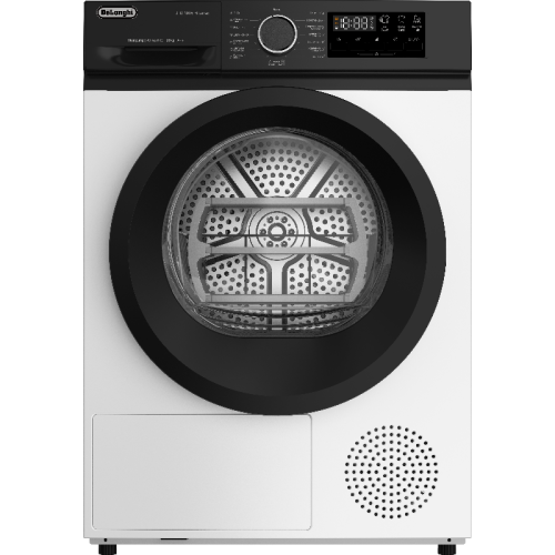 Сушильная машина Delonghi/ Сушильная машина Delonghi, глубина 61.7 см, тепловой насос, загрузка 10 кг, 15 программ, электронное управление, LED дисплей, индикация заполнения фильтра, 4 уровня сушки, подсветка барабана, отсрочка запуска, защита от сминания