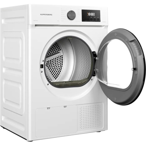 Сушильная машина Kuppersberg/ Сушильная машина Kuppersberg, High-Tech, загрузка 8 кг, 15 программ, тепловой насос, электронное кнопочное управление, корзина для сушки, блокировка от детей, энергоэффективность А++, цвет белый
