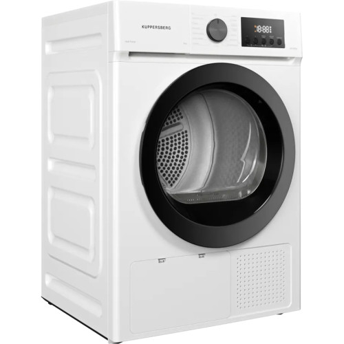 Сушильная машина Kuppersberg/ Сушильная машина Kuppersberg, High-Tech, загрузка 8 кг, 15 программ, тепловой насос, электронное кнопочное управление, корзина для сушки, блокировка от детей, энергоэффективность А++, цвет белый