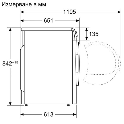 8 серия. Сушильная машина с тепловым насосом, 9кг, класс энергоэффективности : A+++ Габариты: 842 х 598 х 613 мм,